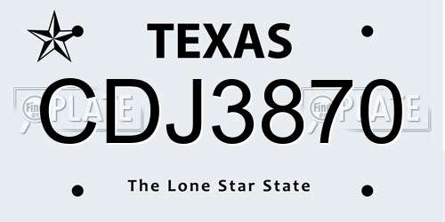 CDJ3870 Texas License Plate