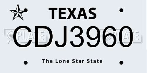 CDJ3960 Texas License Plate