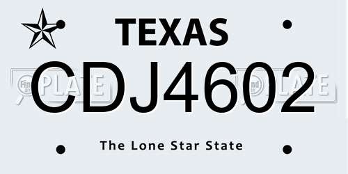 CDJ4602 Texas License Plate