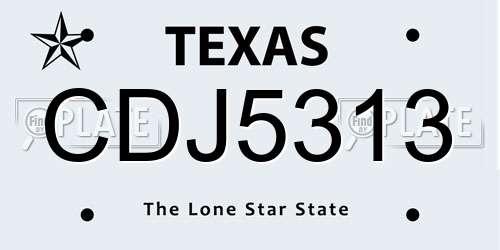 CDJ5313 Texas License Plate