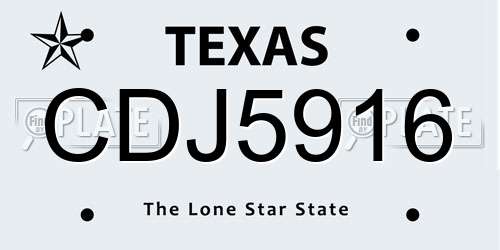 CDJ5916 Texas License Plate