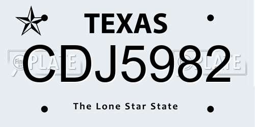 CDJ5982 Texas License Plate
