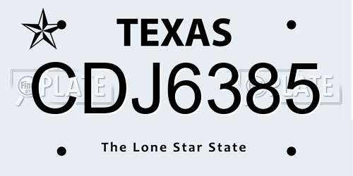 CDJ6385 Texas License Plate