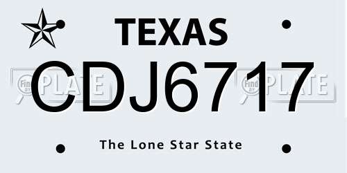 CDJ6717 Texas License Plate