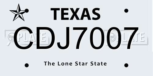 CDJ7007 Texas License Plate