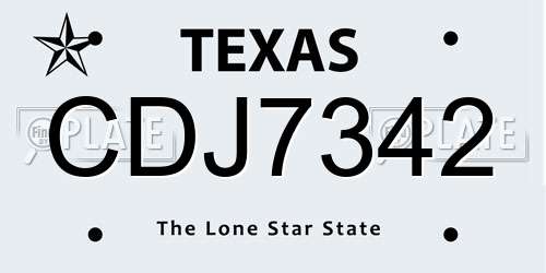 CDJ7342 Texas License Plate