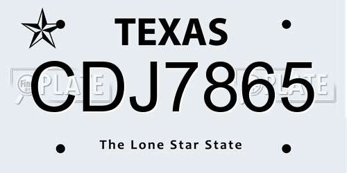 CDJ7865 Texas License Plate