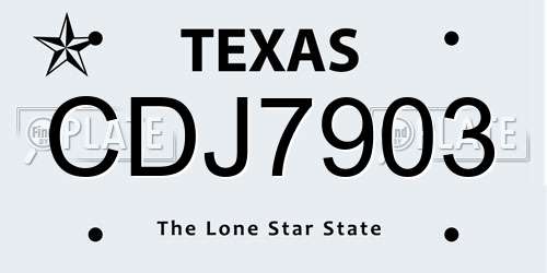 CDJ7903 Texas License Plate
