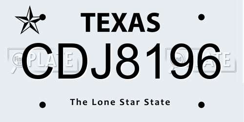 CDJ8196 Texas License Plate