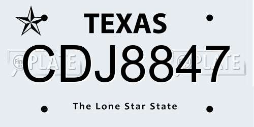 CDJ8847 Texas License Plate