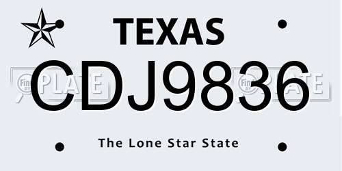 CDJ9836 Texas License Plate
