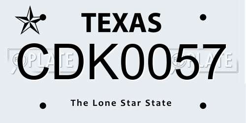 CDK0057 Texas License Plate