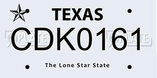 CDK0161 Texas License Plate