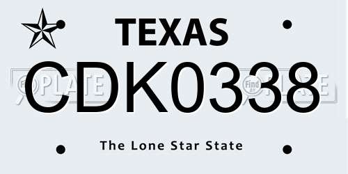 CDK0338 Texas License Plate