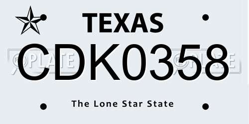 CDK0358 Texas License Plate