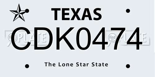 CDK0474 Texas License Plate