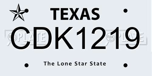 CDK1219 Texas License Plate