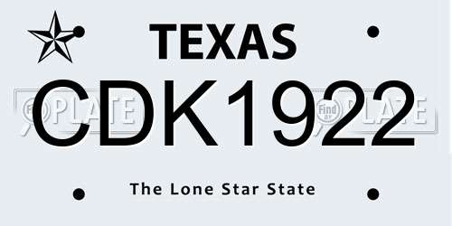 CDK1922 Texas License Plate