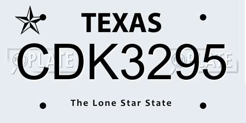 CDK3295 Texas License Plate