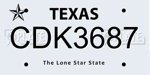 CDK3687 Texas License Plate
