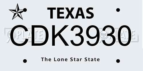 CDK3930 Texas License Plate