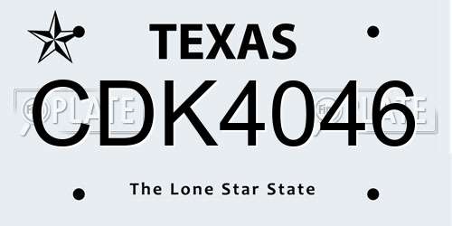 CDK4046 Texas License Plate