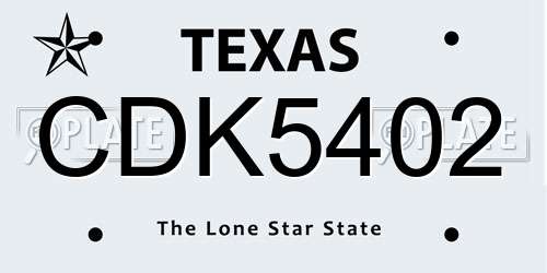 CDK5402 Texas License Plate