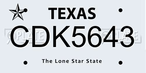 CDK5643 Texas License Plate