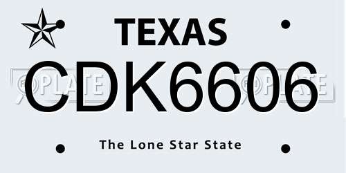 CDK6606 Texas License Plate