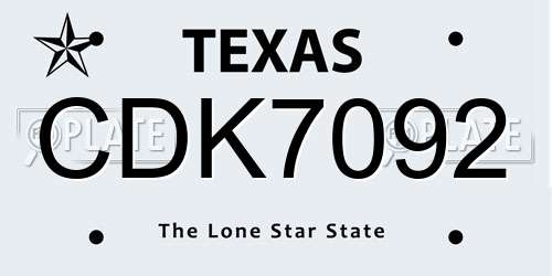 CDK7092 Texas License Plate