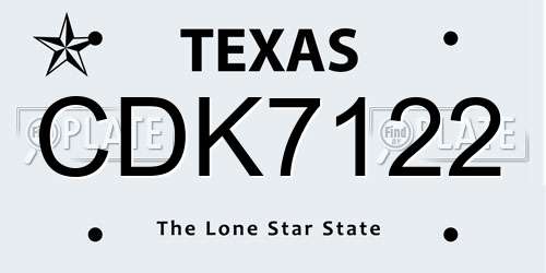 CDK7122 Texas License Plate