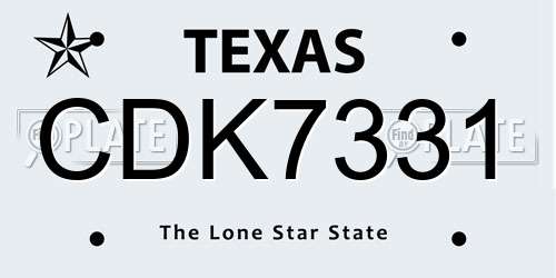 CDK7331 Texas License Plate