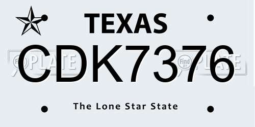 CDK7376 Texas License Plate