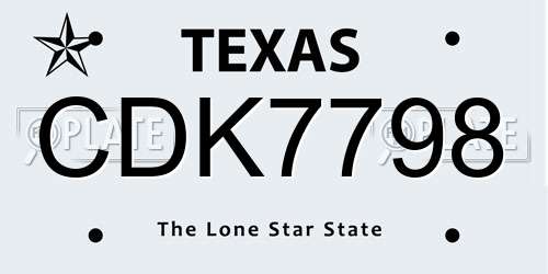 CDK7798 Texas License Plate