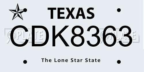 CDK8363 Texas License Plate