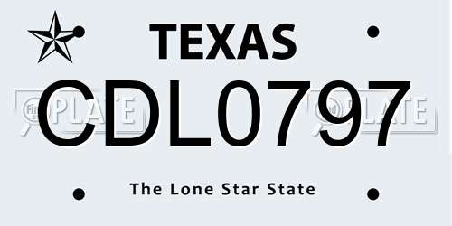 CDL0797 Texas License Plate