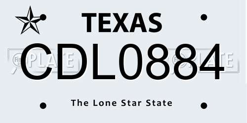 CDL0884 Texas License Plate