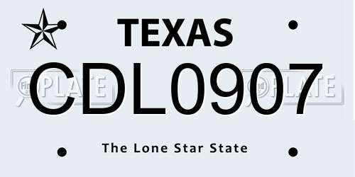 CDL0907 Texas License Plate