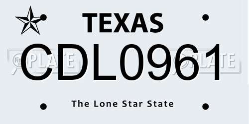 CDL0961 Texas License Plate