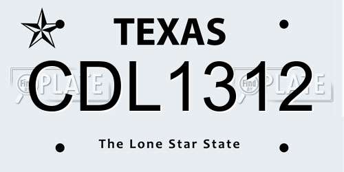CDL1312 Texas License Plate