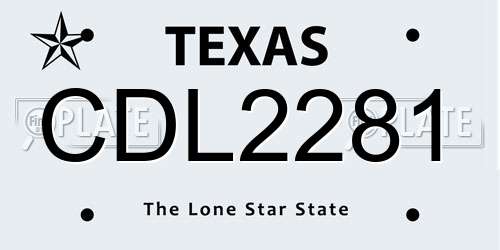 CDL2281 Texas License Plate