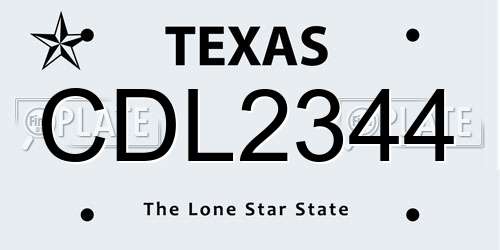 CDL2344 Texas License Plate