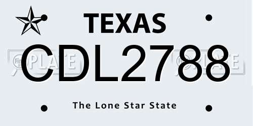 CDL2788 Texas License Plate
