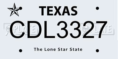 CDL3327 Texas License Plate