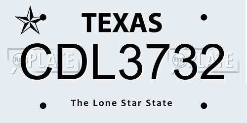 CDL3732 Texas License Plate