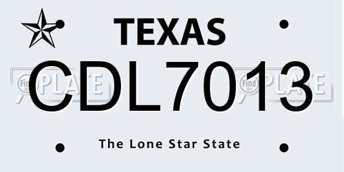 CDL7013 Texas License Plate