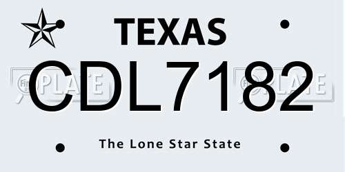 CDL7182 Texas License Plate
