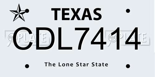 CDL7414 Texas License Plate