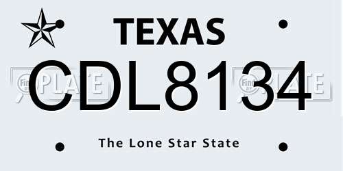 CDL8134 Texas License Plate