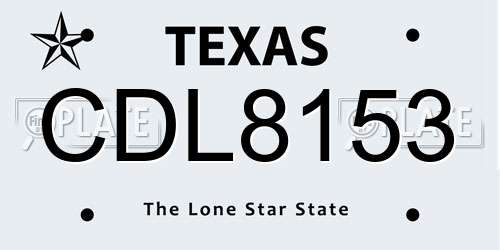 CDL8153 Texas License Plate